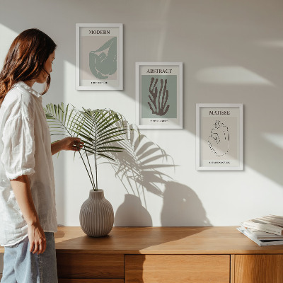 Composizione di 3 quadri Quadri eleganti con motivi astratti di Henri Matisse