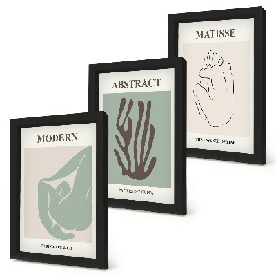 Composizione di 3 quadri Quadri eleganti con motivi astratti di Henri Matisse