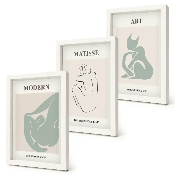 Trittico incorniciato di figure astratte in tonalità pastello di Henri Matisse