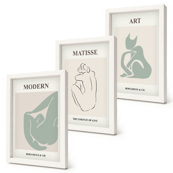 Trittico incorniciato Figure astratte in tonalità pastello di Henri Matisse