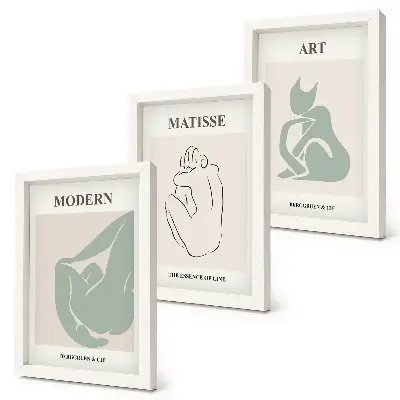 Trittico incorniciato di figure astratte in tonalità pastello di Henri Matisse