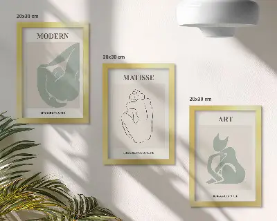 Trittico incorniciato di figure astratte in tonalità pastello di Henri Matisse