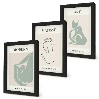 Trittico incorniciato di figure astratte in tonalità pastello di Henri Matisse