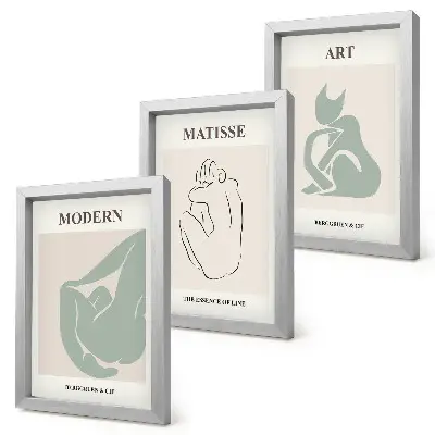 Trittico incorniciato di figure astratte in tonalità pastello di Henri Matisse