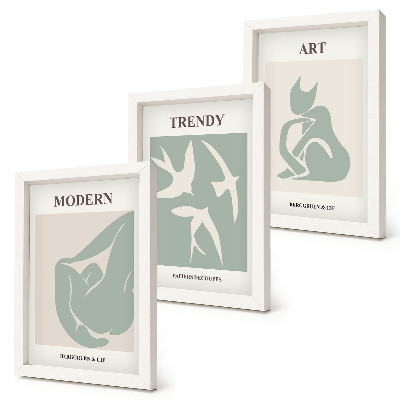 Composizione di 3 quadri Figure astratte di Henri Matisse dai colori tenui