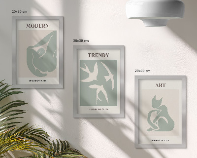 Composizione di 3 quadri Figure astratte di Henri Matisse dai colori tenui