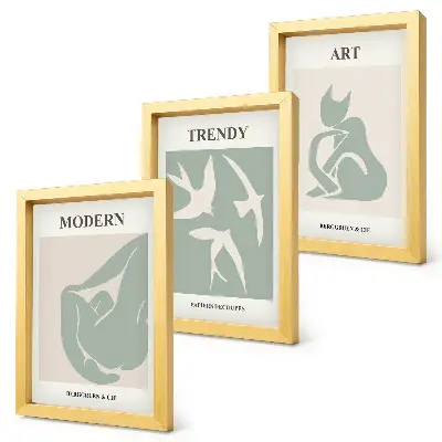 Composizione di 3 quadri con figure astratte di Henri Matisse dai colori tenui