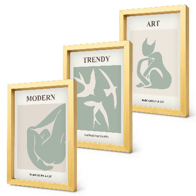 Composizione di 3 quadri Figure astratte di Henri Matisse dai colori tenui