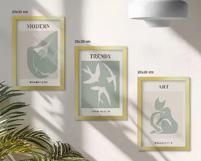 Composizione di 3 quadri con figure astratte di Henri Matisse dai colori tenui