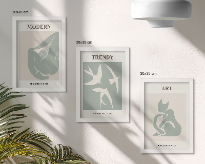 Composizione di 3 quadri Figure astratte di Henri Matisse dai colori tenui