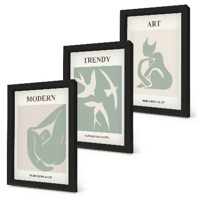 Composizione di 3 quadri Figure astratte di Henri Matisse dai colori tenui