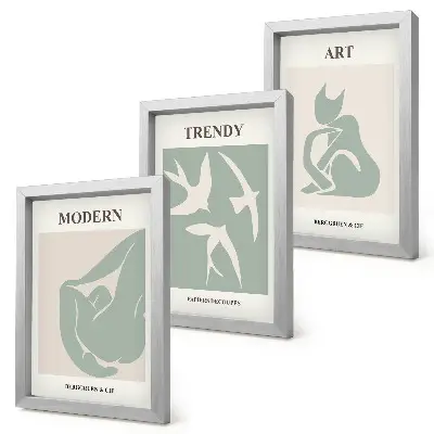 Composizione di 3 quadri con figure astratte di Henri Matisse dai colori tenui