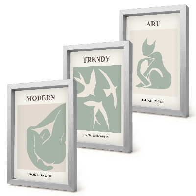 Composizione di 3 quadri Figure astratte di Henri Matisse dai colori tenui