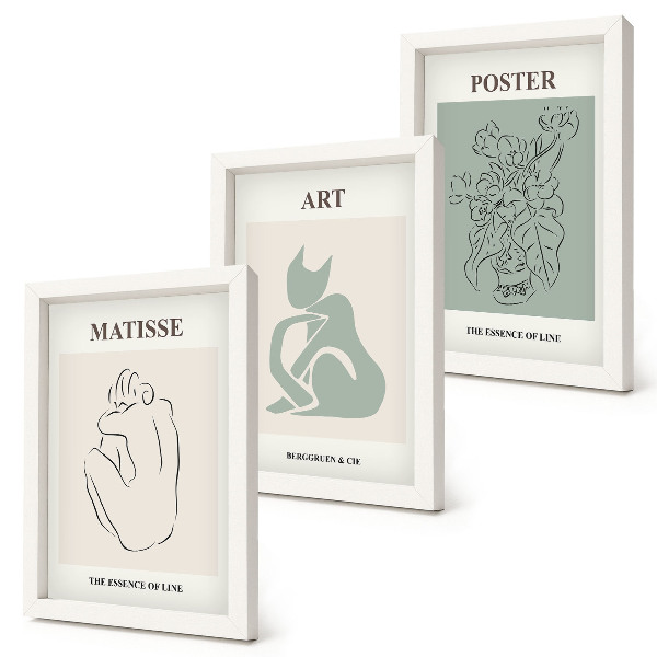 Trittico incorniciato Manifesti nei toni del beige e del verde di Henri Matisse