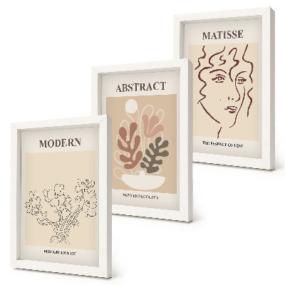 Trittico incorniciato Motivi e linee vegetali in stile moderno