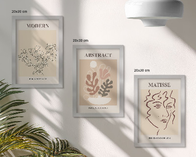 Trittico incorniciato Motivi e linee vegetali in stile moderno