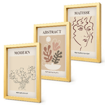 Trittico incorniciato Motivi e linee vegetali in stile moderno