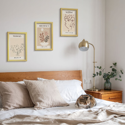 Trittico incorniciato Motivi e linee vegetali in stile moderno