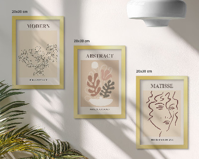 Trittico incorniciato Motivi e linee vegetali in stile moderno