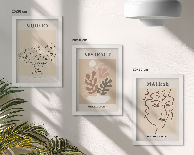 Trittico incorniciato Motivi e linee vegetali in stile moderno