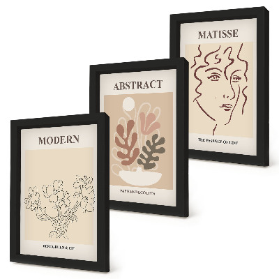 Trittico incorniciato Motivi e linee vegetali in stile moderno