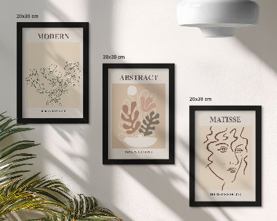 Trittico incorniciato Motivi e linee vegetali in stile moderno