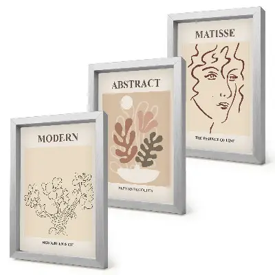 Trittico incorniciato con motivi e linee vegetali in stile moderno