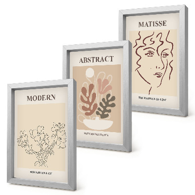 Trittico incorniciato Motivi e linee vegetali in stile moderno