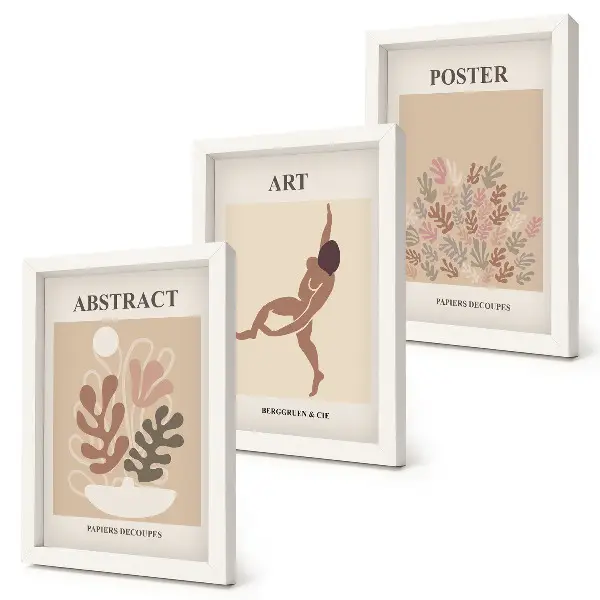 Trittico incorniciato con eleganti composizioni astratte di Henri Matisse
