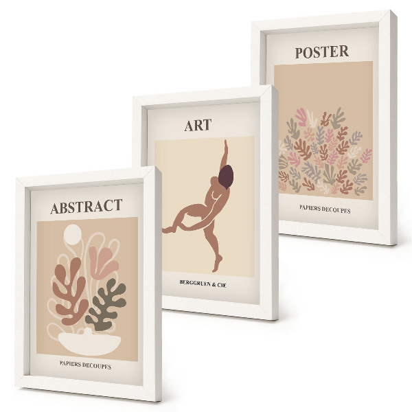 Trittico incorniciato Eleganti composizioni astratte di Henri Matisse