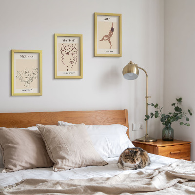 Composizione di 3 quadri Grafica elegante con fiori, volti e figure umane.