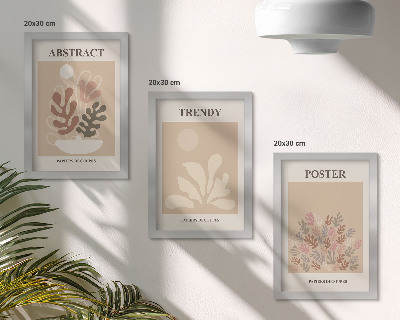 Trittico incorniciato Poster con motivi vegetali nelle tonalità del beige e del marrone