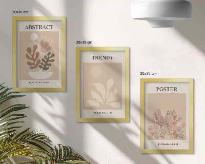 Trittico incorniciato Poster con motivi vegetali nelle tonalità del beige e del marrone