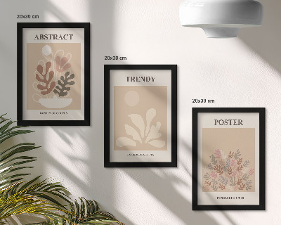 Trittico incorniciato Poster con motivi vegetali nelle tonalità del beige e del marrone