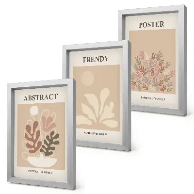 Trittico incorniciato con motivi vegetali nelle tonalità del beige e del marrone