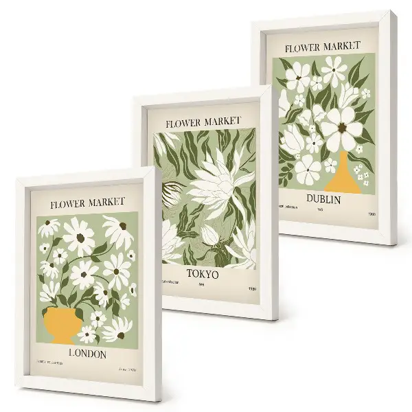 Set di 3 poster floreali con disegni ispirati a Londra Tokyo e Dublino