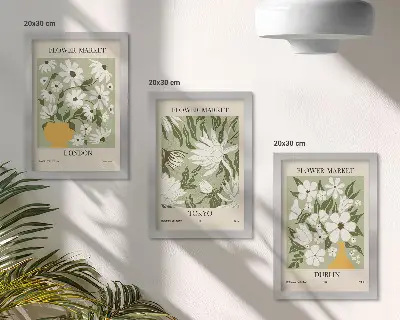Set di 3 poster floreali con disegni ispirati a Londra Tokyo e Dublino
