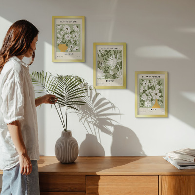 Composizione di 3 quadri Disegni di poster floreali Londra Tokyo Dublino