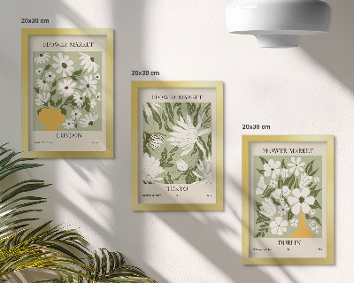 Composizione di 3 quadri Disegni di poster floreali Londra Tokyo Dublino