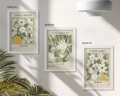 Set di 3 poster floreali con disegni ispirati a Londra Tokyo e Dublino