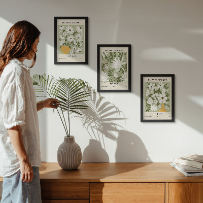 Composizione di 3 quadri Disegni di poster floreali Londra Tokyo Dublino