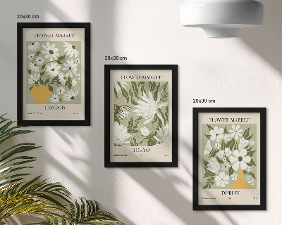 Composizione di 3 quadri Disegni di poster floreali Londra Tokyo Dublino