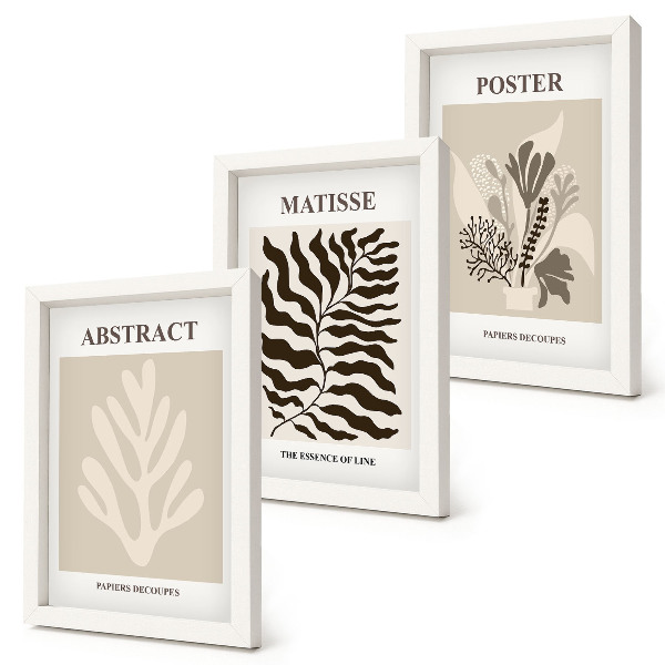 Trittico incorniciato Fantasie floreali nelle tonalità del beige e del marrone