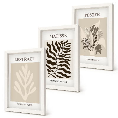 Trittico incorniciato Fantasie floreali nelle tonalità del beige e del marrone