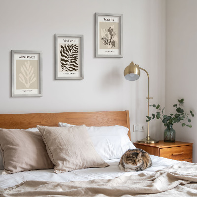 Trittico incorniciato Fantasie floreali nelle tonalità del beige e del marrone