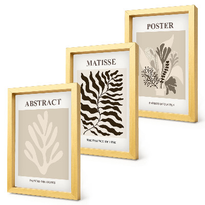 Trittico incorniciato Fantasie floreali nelle tonalità del beige e del marrone