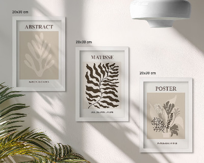 Trittico incorniciato Fantasie floreali nelle tonalità del beige e del marrone