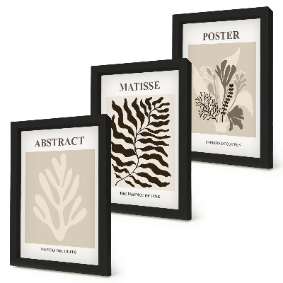 Trittico incorniciato Fantasie floreali nelle tonalità del beige e del marrone
