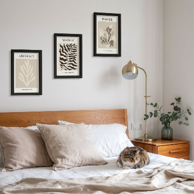 Trittico incorniciato Fantasie floreali nelle tonalità del beige e del marrone