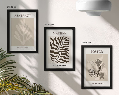 Trittico incorniciato Fantasie floreali nelle tonalità del beige e del marrone